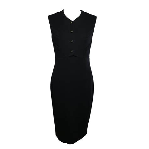 black wool chanel pencil dress vintage|Vintage Chanel Dress for sale .